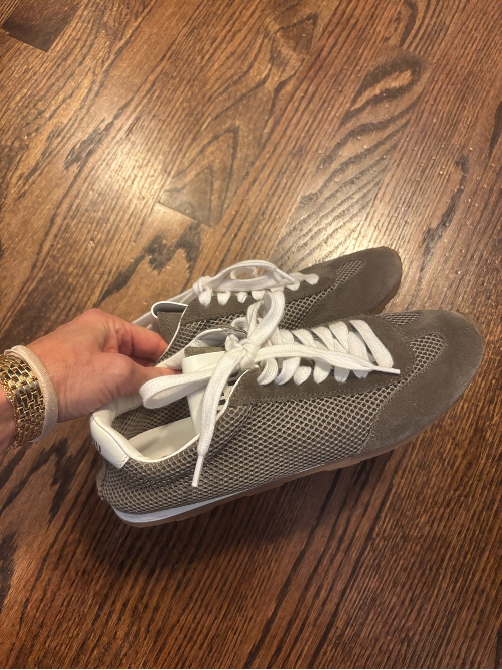 Women’s Miu Miu  Olive  Mesh & Suede Lace-Up Sneakers